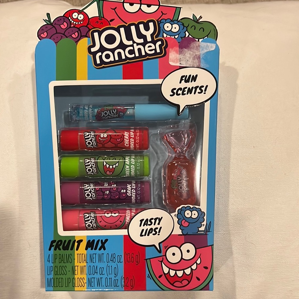 Jolly Rancher  Fun Scents (4) Lip Balm, (1) Lip Gloss,(1) Molded Lip Gloss